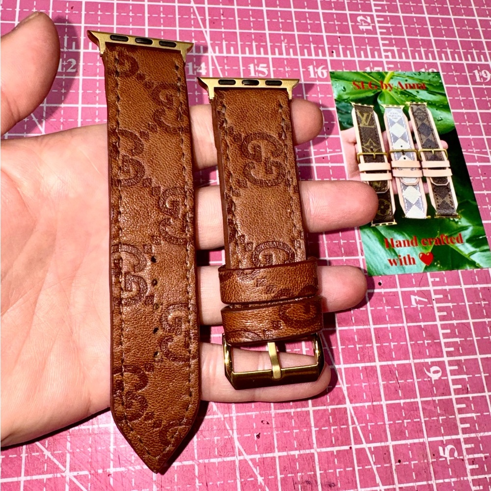 ❤️💚 Gucci Apple Watch band Hand crafted ♻️ Leather canvas